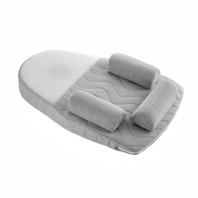 Salteluta plan inclinat si saculet cu samburi de cirese BabyJem 70x43 cm Velvet (Culoare: Alb) JEMbj_4262