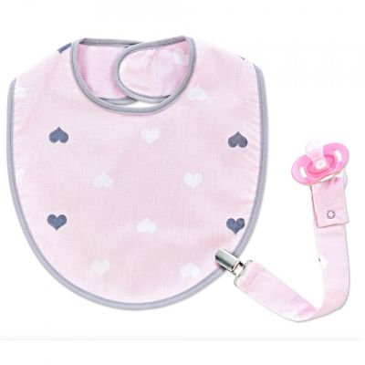Baveta cu suport pentru suzeta (Culoare: Roz) JEMbj_4532
