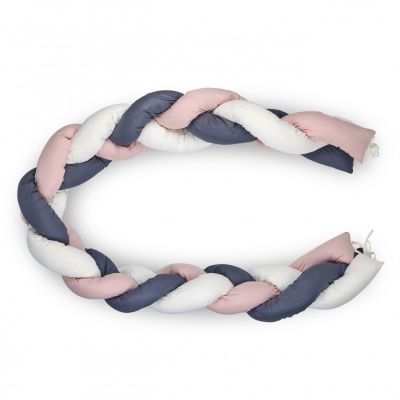 Protectie laterala bumper impletit BabyJem (Culoare: Roz) JEMbj_6701