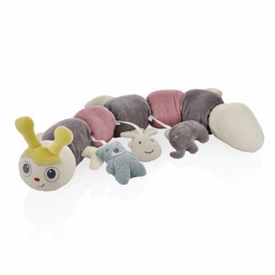 Protectie laterala multifunctionala cu jucarii din plus BabyJem Caterpilar (Culoare: Roz) JEMbj_6752