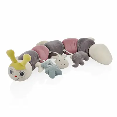 Protectie laterala multifunctionala cu jucarii din plus BabyJem Caterpilar (Culoare: Roz) JEMbj_6752
