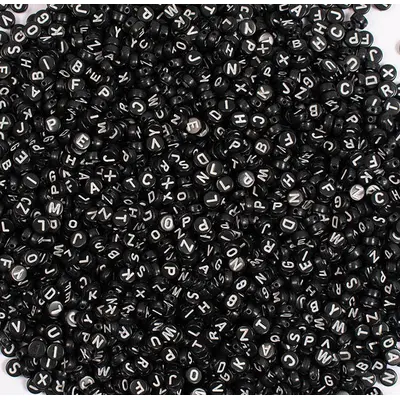 Set 500 margele negre plate cu litere - okepb2471340