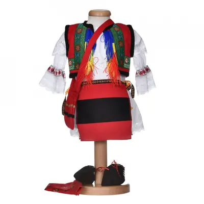 Costum traditional botez pentru fetite, 6 piese, alb multicolor, Denikos&reg; 1027 NIK5562