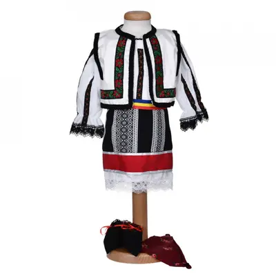 Hainuta populara botez pentru fetite, 6 piese, broderie neagra, Denikos&reg; 1024 NIK5559