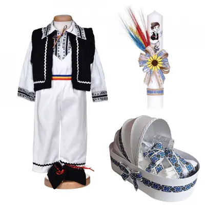 Set botez popular baieti  trusou botez landou cu lumanare botez si costum national Denikos&reg; C9291 NIK5541