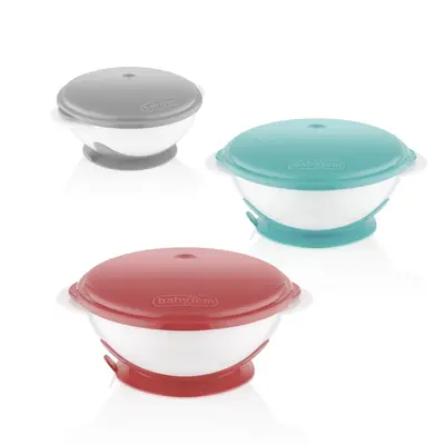 Castron cu ventuza si capac BabyJem (Culoare: Verde) JEMbj_5651