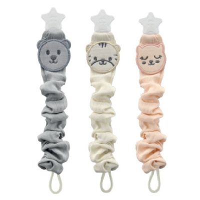 Lant pentru suzeta din muselina cu steluta BabyJem (Culoare: Somon) JEMbj_7472