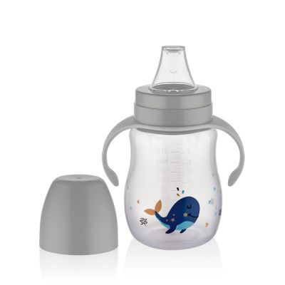 Biberon cu toarte si tetina din silicon BabyJem (Culoare: Gri) JEMbj_7492