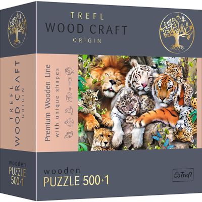 PUZZLE TREFL DIN LEMN 500+1 PIESE FELINELE DIN JUNGLA VIV20152