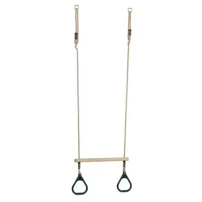 Leagan trapez din lemn cu inele din plastic verde - okekbt220.001.002.001