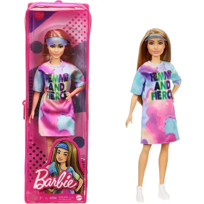 PAPUSA BARBIE FASHIONISTA CU PARUL BLOND SI ROCHITA SPORT VIVMTFBR37_GRB51