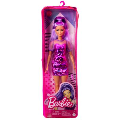 PAPUSA BARBIE FASHIONISTA CU PAR MOV CU ROCHIE CU UMERI BUFANTI VIVMTFBR37_HBV12