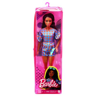 PAPUSA BARBIE FASHIONISTA SATENA CU CODITE IMPLETITE SI TINUTA CASUAL ALBASTRA VIVMTFBR37_GRB63