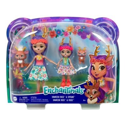 ENCHANTIMALS SET PAPUSI SURORI SI ANIMALUTELE LOR  DANESSA DEER & SPRINT SI DANETTA DEER & FLEET VIVMTHCF79_HCF80