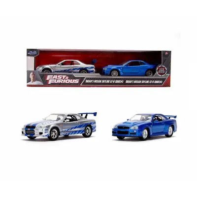 SET MASINUTE METALICE FAST & FURIOUS BRIAN'S NISSAN SKYLINE GT-R(BNR34) SCARA 1 LA 32 VIV253204004