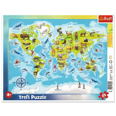 PUZZLE 25 PLANSA HARTA LUMII CU ANIMALE VIV31340