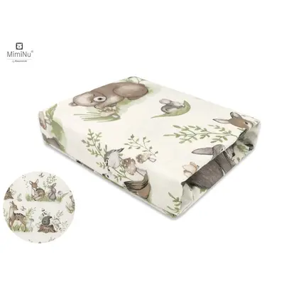 MimiNu - Cearceaf cu elastic pentru patut 120X60 cm, Din bumbac, Design, Calm Forest Natural BYN6426972009935