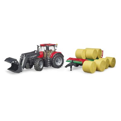 Bruder - Tractor Case Ih Optum 300 Cvx Cu Incarcator Frontal Si Remorca Transport Cu 8 Baloti ARTBR03198