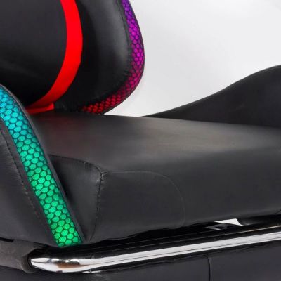 Scaun gaming cu iluminare led rgb off 303, perne detasabile, suport picioare retractabil, polipropilena, 110 kg drm9864