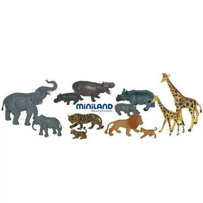 Animale salbatice cu puii set de 12 figurine - miniland - okeml25137
