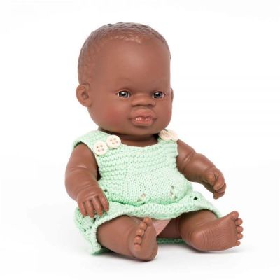Papusa bebelus educativa 21 cm - fetita africana - okeml31344