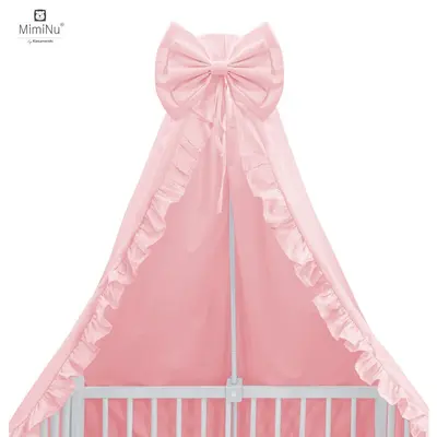 MimiNu - Baldachin pentru patut, cu funda si volanas, 210x145 cm, Colectia Royal, Powder Pink BYN6426972010375