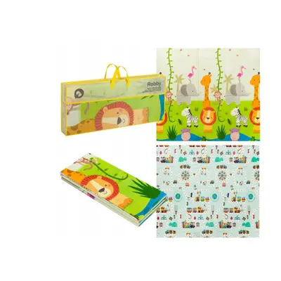 Lionelo - Covoras educativ Robby, Pliabil, Impermeabil, 200 x 180 cm, Cu Imprimeu pe ambele parti, Multicolor BYNLOE-ROBBY_MULTICOLOR