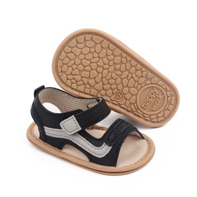 Sandalute negre cu insertie gri pentru baietei MBd2795-3-sa5(p13)