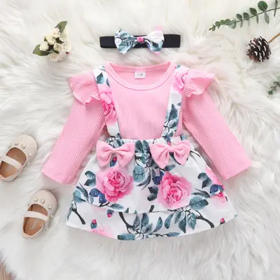 Sarafan roz cu body pentru fetite (marime disponibila: 0-3 luni) mdrz331-3-de4.0-3 luni