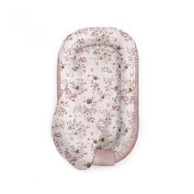 Suport De Dormit Babynest Premium Bumbac Si Catifea Cherry Soft Pink By Babysteps, 70x35 Cm Pjb1652