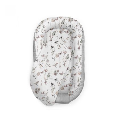 Suport De Dormit Babynest Premium Bumbac Si Catifea Nature Soft Grey By Babysteps, 70x35 Cm Pjb3410c