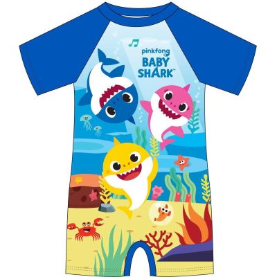Costum de baie UV cu maneci scurte si fermoar Baby Shark EPLUSM EPMBS5244061 BBJEPMBS5244061_Albastru_86/92