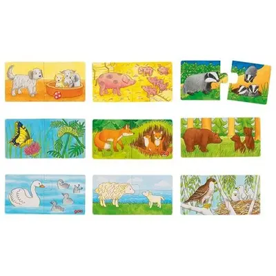 Set de 9 puzzleuri animalele si puii lor - okegoki57463