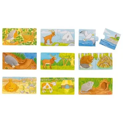 Set de 9 puzzleuri unde locuiesc animalele? - okegoki57462
