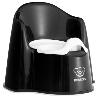 BabyBjorn - Olita cu protectie spate Potty Chair Black/White BSAFE055256A