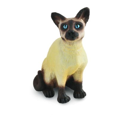 Figurina pictata manual pisica siameaza sezand - okecol88331s