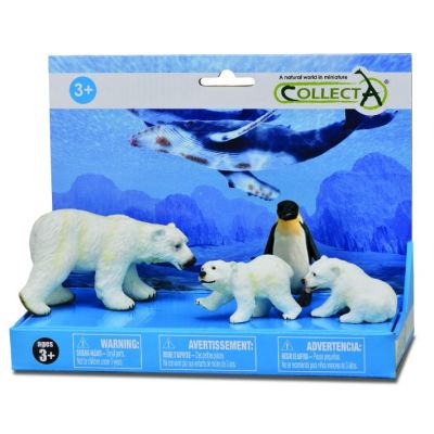 Set 4 figurine pictate manual  ursi polari si pinguin - okecol84068lpp
