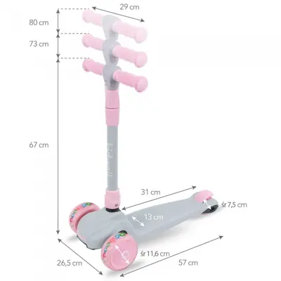 Trotineta kidwell jax - gray pink edeedihubajax03a0