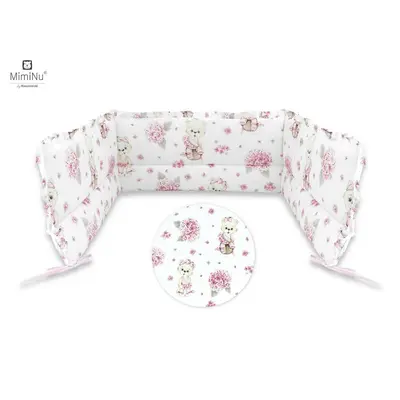 MimiNu - Aparatoare pentru patut 120X60 cm, Din bumbac, Cu volanase, Design, Pink Balerina BYN6426972011570