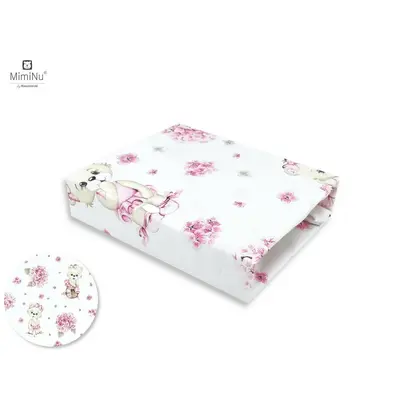 MimiNu - Cearceaf cu elastic pentru patut 120X60 cm, Din bumbac, Design, Pink Balerina BYN6426972011563