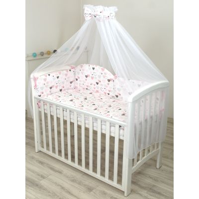 Baldachin Din Tul, Funda Din Bumbac, Imprimeu Lenjerie Inimioare Roz, Amy 300x160 Cm, Suport De Prindere Inclus, 153h Cm Pjb83697+s