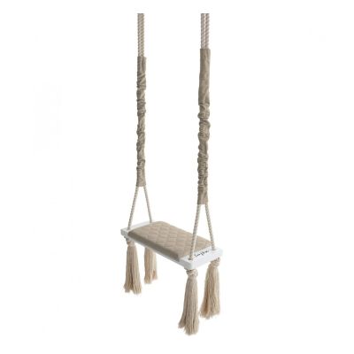 Leagan Din Lemn Si Spuma Pentru Copii Woodswing By Babysteps, Catifea Velvet Bej Pjbc1-8191