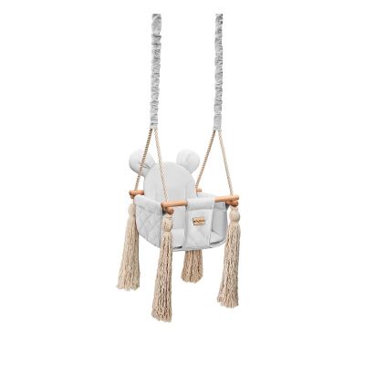 Leagan Pentru Copii Si Bebelusi, Catifea Velvet, Perna Detasabila Ursulet Teddy Gray Pjb4530