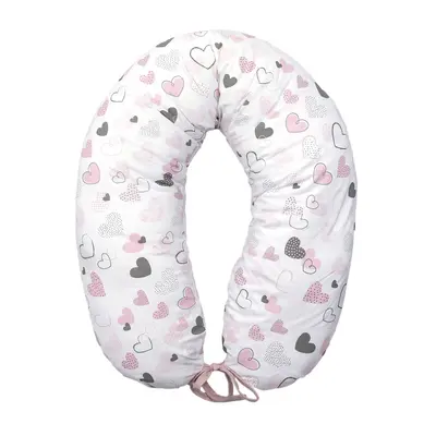 Perna Pentru Gravide Si Alaptare, Husa Detasabila Din Bumbac 100% Si Umplutura Antialergica Babysoft  , Inimioare, Amy Pjb83266