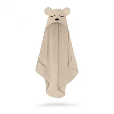 Prosop Din Fibra De Bambus Cu Gluga Pentru Bebelusi Si Copii, Teddy Beige, Marimea S 85x90cm Pjbc624