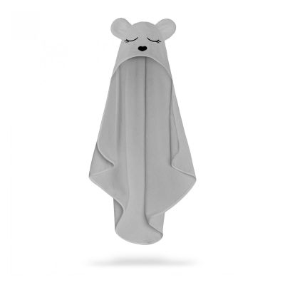 Prosop Din Fibra De Bambus Cu Gluga Pentru Bebelusi Si Copii, Teddy Grey, Marimea S 85x90cm Pjbc61158