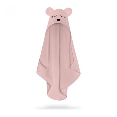 Prosop Din Fibra De Bambus Cu Gluga Pentru Bebelusi Si Copii, Teddy Sepia Rose, Marimea S 85x90cm Pjbc61190
