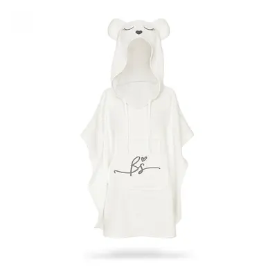 Prosop Din Fibra De Bambus Cu Gluga Si Buzunar Pentru Bebelusi Si Copii, Poncho Teddy, Ecri, 73x58 Cm Pjbc585
