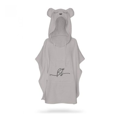Prosop Din Fibra De Bambus Cu Gluga Si Buzunar Pentru Bebelusi Si Copii, Poncho Teddy, Grey, 73x58 Cm Pjbc585-8709