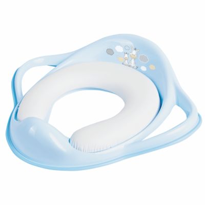 Reductor Toaleta Copii, Antiderapant, Colac Integrat Moale Si Manere, Zebra Light Blue, Maltex Baby Pjbc9416